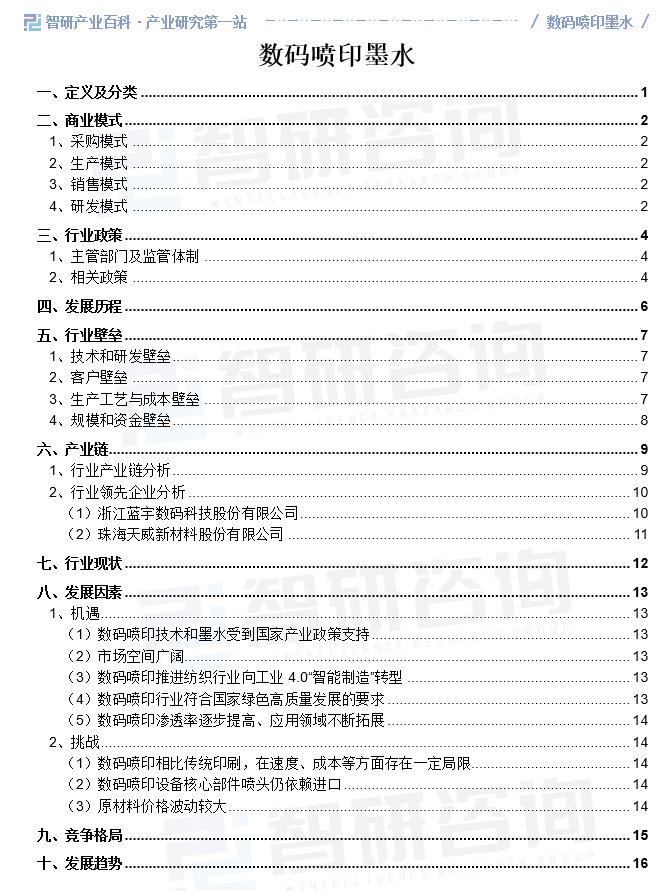 行业竞争格局分析智研产业百科【420】——数码喷印墨水(图1)